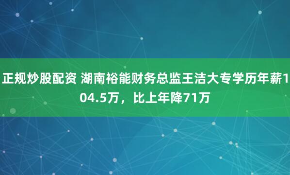 正规炒股配资 湖南裕能财务总监王洁大专学历年薪104.5万，比上年降71万